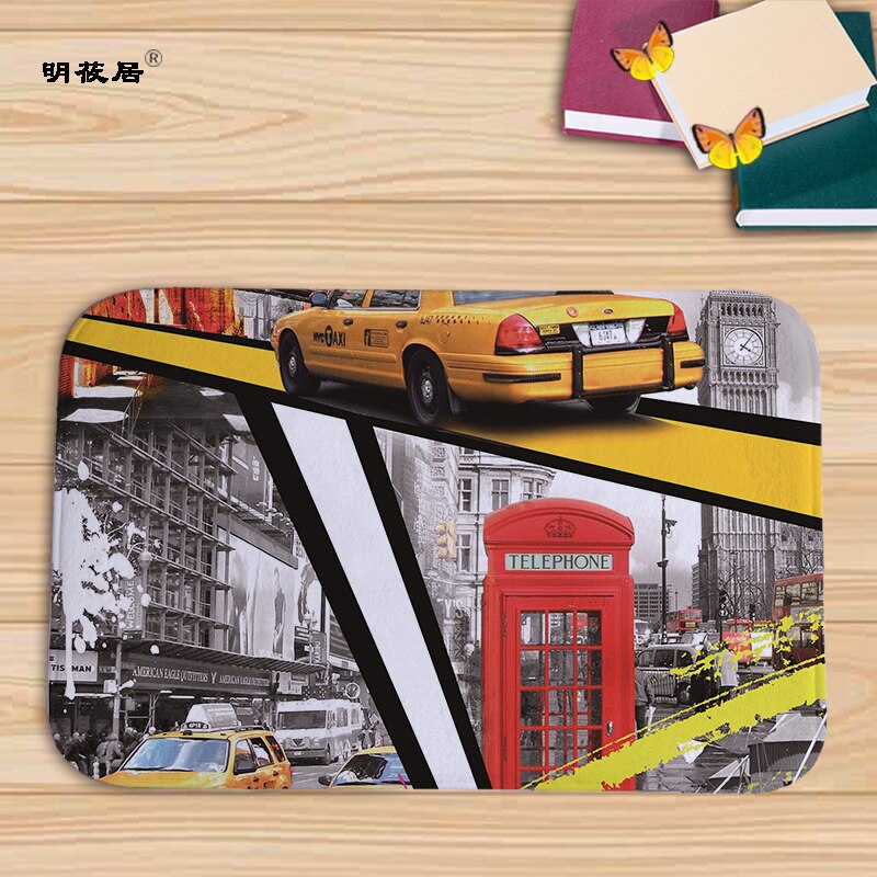 Billig pris boligindretning london paris naturskønne bygninger retro stue dørmåtte 40 x 60cm gulvmåtter flannel bad køkken tæpper: Mu 130