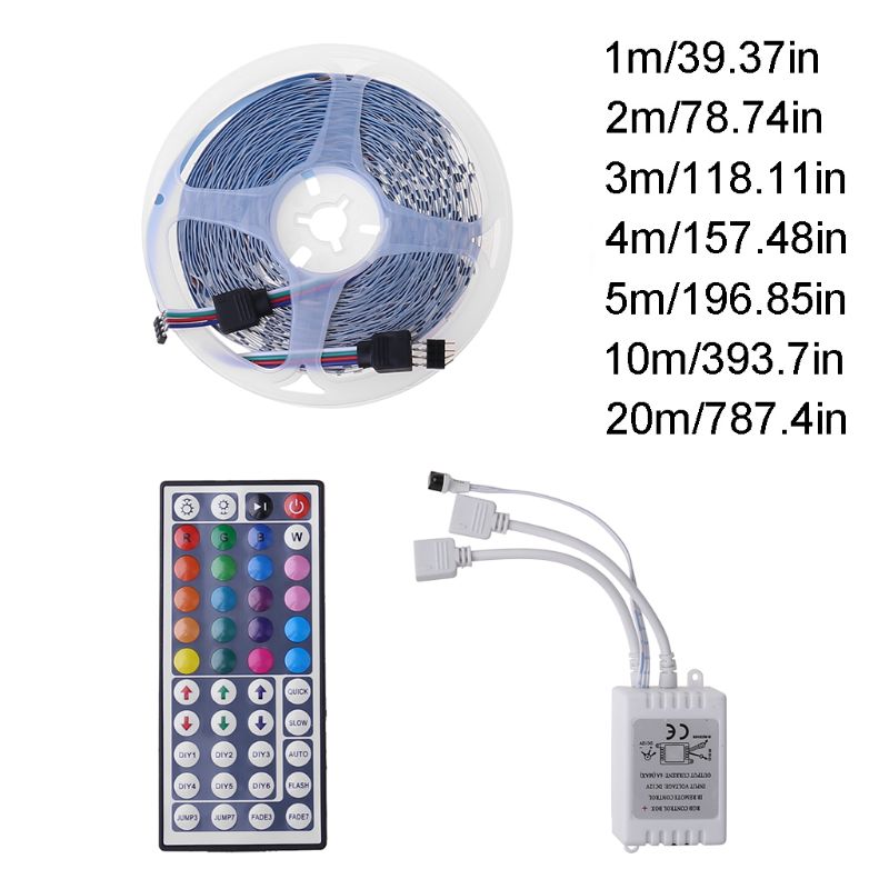 Color Changing LED Strip Light 3528 SMD RGB with 44key Remote Controller Indoor F3ME