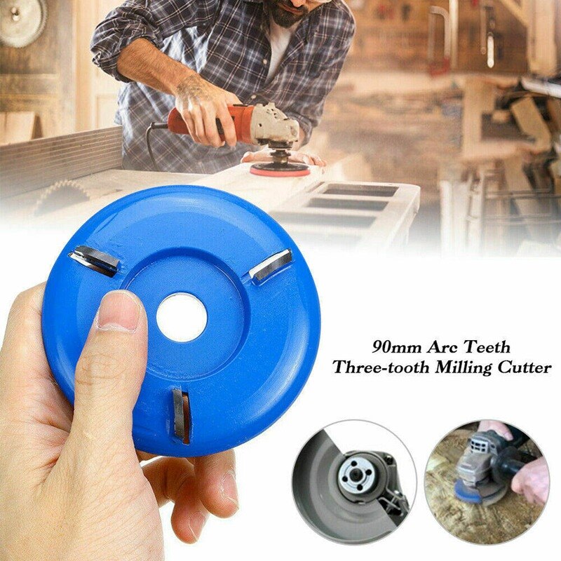 16mm Aperture Angle Grinder Woodworking Three-tooth Turbo Plane Wood Milling Cutter Carving Blade Digging Wood Carving Disc Tool
