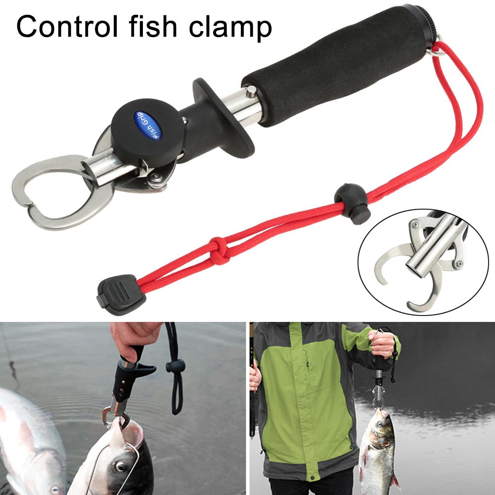 Fisch Klemme Kontrolle Edelstahl Angeln Lippe Griff Halfter Greifer Zangen mit Gewicht Skala Werkzeug YA88