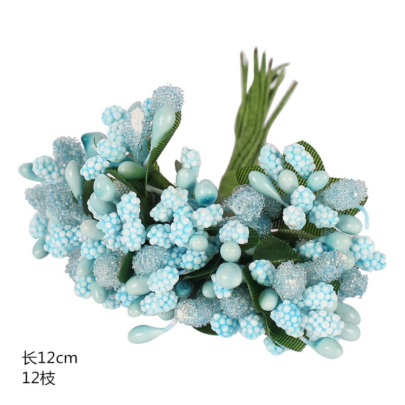8/10/12/90/144 pièces bleu mixte hybride fleur cerise étamine baies Bundle bricolage gâteau noël mariage boîte guirlande déco: Style 12