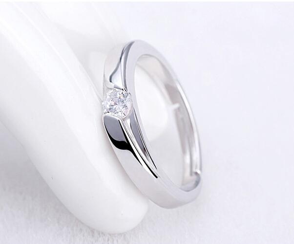 ZRHUA Romantic 2PCS Couple Ring Set 925 Sterling Silver Stamp Cubic Zirconia Women Engagement Rings Wedding Jewelry: men(one pcs)