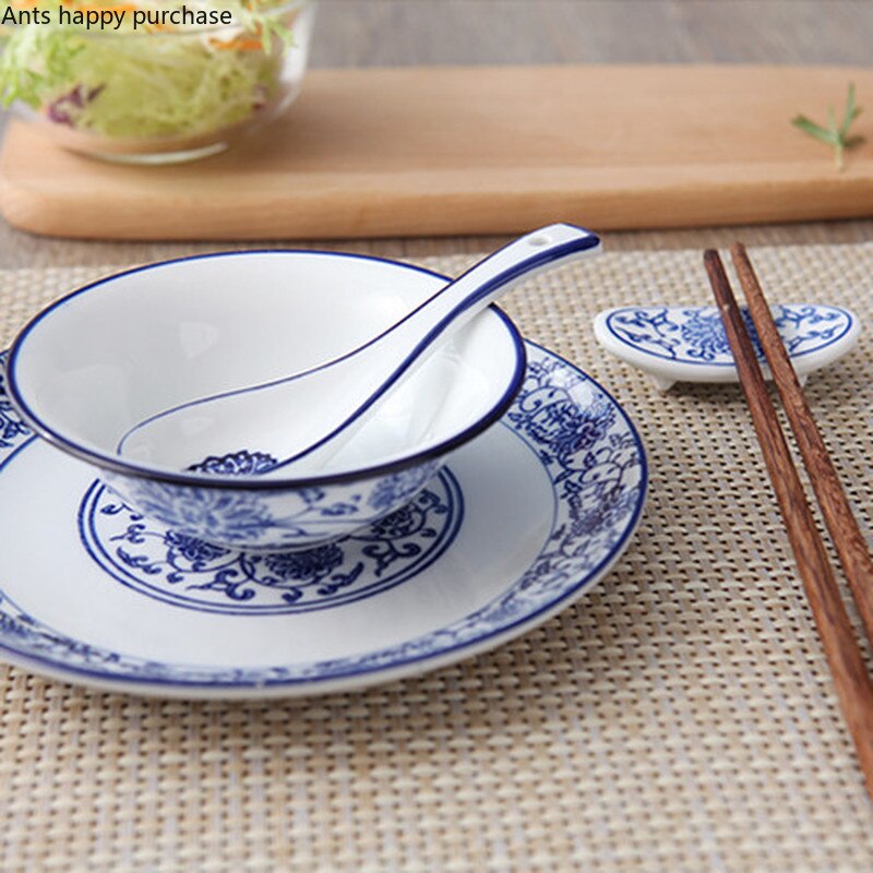 Juego de vajilla decorativa para restaurante chino, combinación de cuenco para el hogar, plato, cuchara, taza, tazón de sopa, plato de sabor, soporte para palillos