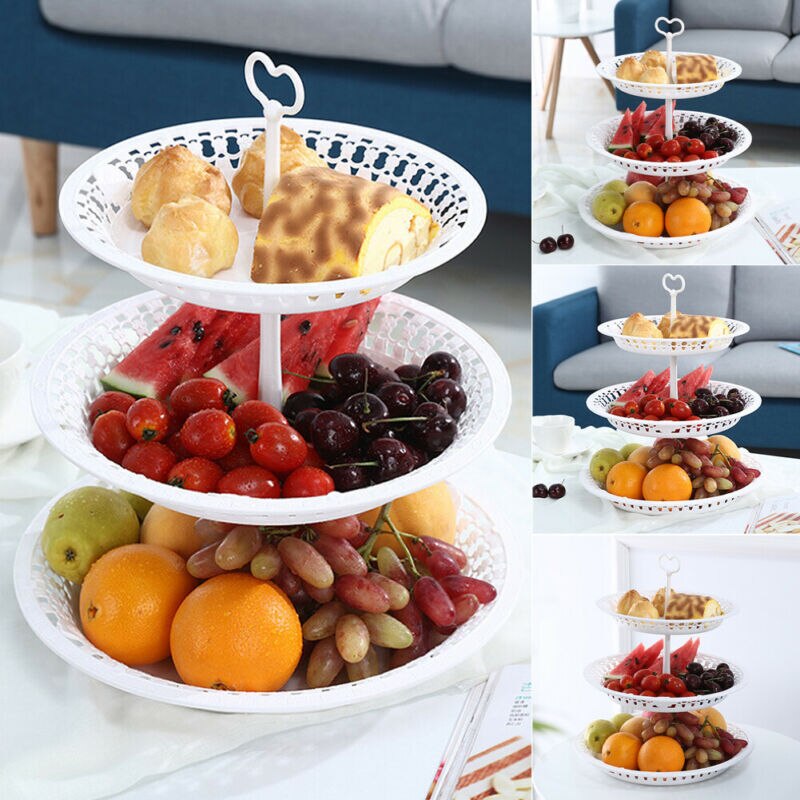 3 Tier Grid Cake Stand Set Cupcake Dessert Round Display Tray Rack Plastic Tower Plate Wedding Decoration Kitchen Cake Tools