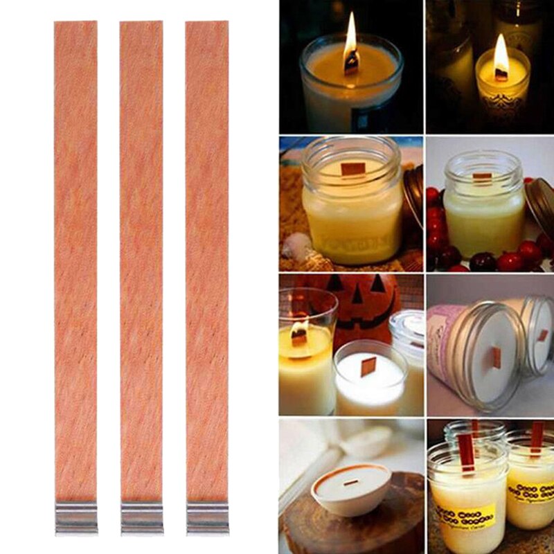20Pcs Wooden Candles Wick With Sustainer Tab Candle Wick Core For DIY Candle Making Supply Soy Parffin Wax 12.5mm 75mm 130mm