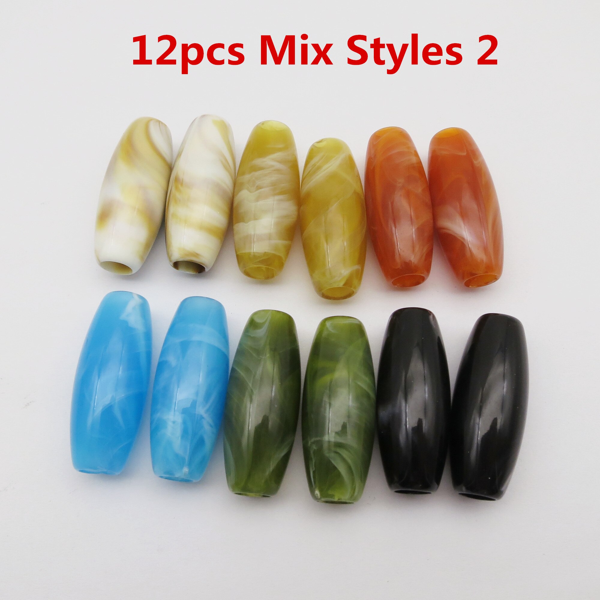 6Pcs/12Pcs Haak Vlechten Acryl Haar Vlecht Dread Baard Dreadlock Kralen Ringen Buis Voor Kinderen Meisjes Vrouwen haar Accessoires: 12pcs Mix Styles 2