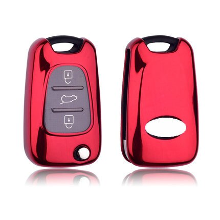 Tpu 3 Knop Autosleutel Case Cover Tas Voor Kia Rio K2 K3 K5 Ceed Cerato Sportage Soul Voor hyundai Verna I20 I30: B-style-red