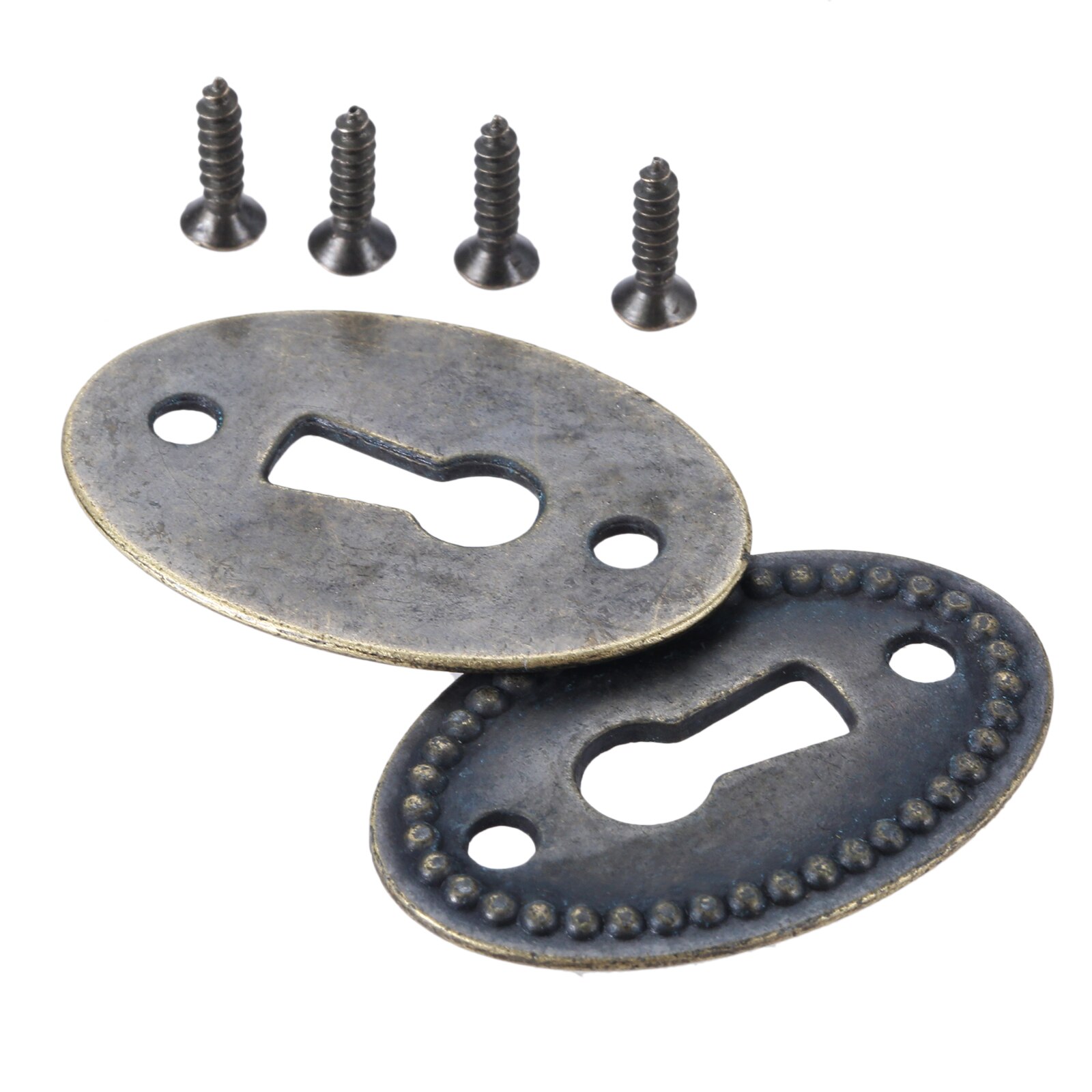 2 stücke Schlüsselloch Abdeckung Oval Antike Bronze- Hohl aufbringen Anschlüsse Alten Chinesischen Stil Schrank Vertikale Perlen Schmuck Kasten w/schrauben