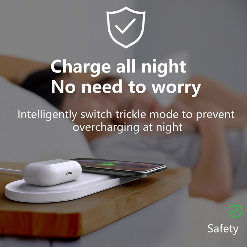 20W Dual Wireless Charger Double Qi Fast Charging Pad for Multiple Devices For Airpods Pro 2 iPhone 11 XS XR X 8 Samsung S20 S10