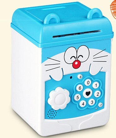 Genopladelig mini elektrisk adgangskode skjulte pengeskabe børn julefødselsdag sparegris anti-tyveri sikkerhed tegneserie pengeskab: Doraemon