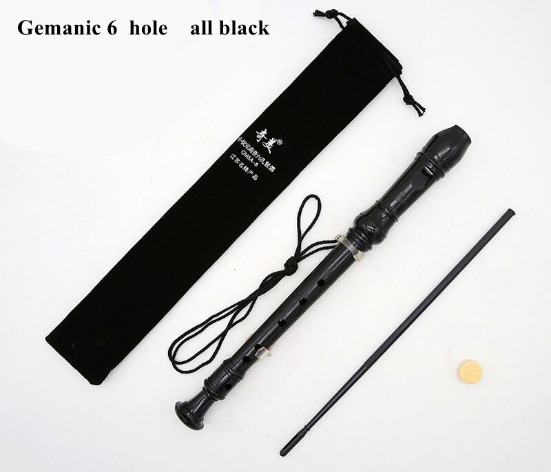 Chinese Recorder gaita 6/8 hole Soprano Germanic vertical flute C Key Music Instruments Clarinet flauta dulce funda flauta dulc: G 6 hole all black