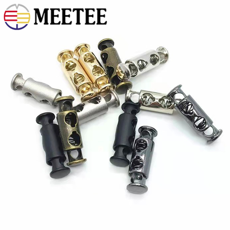 20Pcs Meetee 8mm Metal Cord Lock Stopper Double Hole Hat Clothing Lanyard Rope Stopper Button DIY Sewing Hardware Accessories