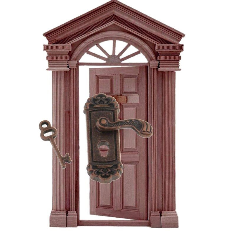 4 stk dukkehus dørlås 1:12 legering retro hus miniature dørlås dukkehus møbler tilbehør højre håndtag dørlås nøgle