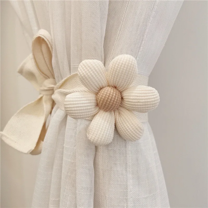Mignon rideau en peluche ours fleur pour enfants, ULde liaison pliante, décoration de la maison, document blanc ingent, adapté à la chambre de fille, au salon: YELLOW
