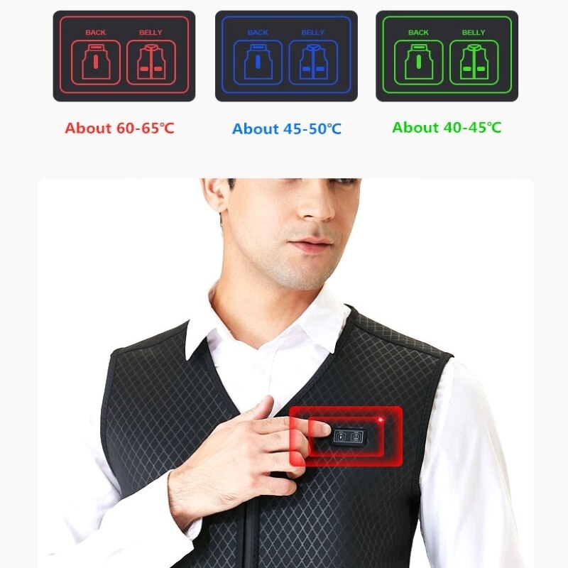 Electric Heating Thermal Vest Jacket USB Battery Powered Smart Heated Men Women Warm Vest For Winter Outdoor Sport Motorcycle