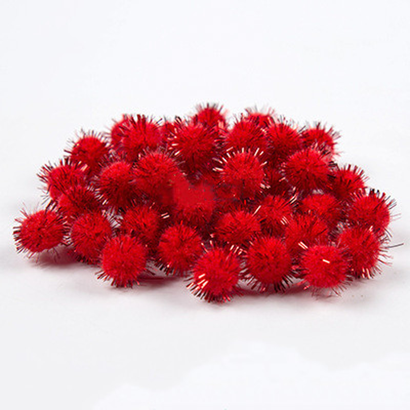 100pcs Colored Glitter Balls Pompom Furry Balls Kids DIY Craft Supplies Handmade Decoration Materials Pom Poms