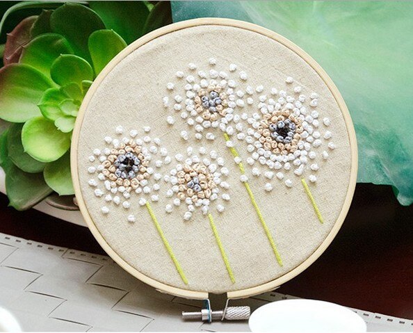 15cm Flower plant Ribbon embroidery kit small multi pictures stamped canvas fabric embroidery needlework home decoration