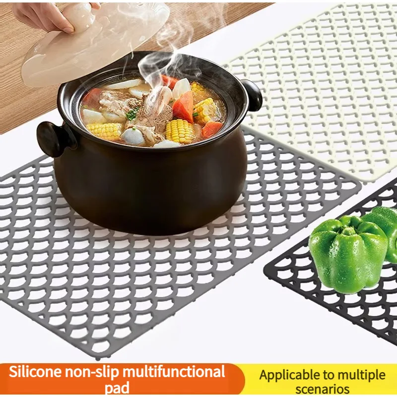 Tapete protetor de pia de silicone para cozinha, dobrável, antiderrapante, utensílios de mesa, drenagem, secagem, casa, multifuncional