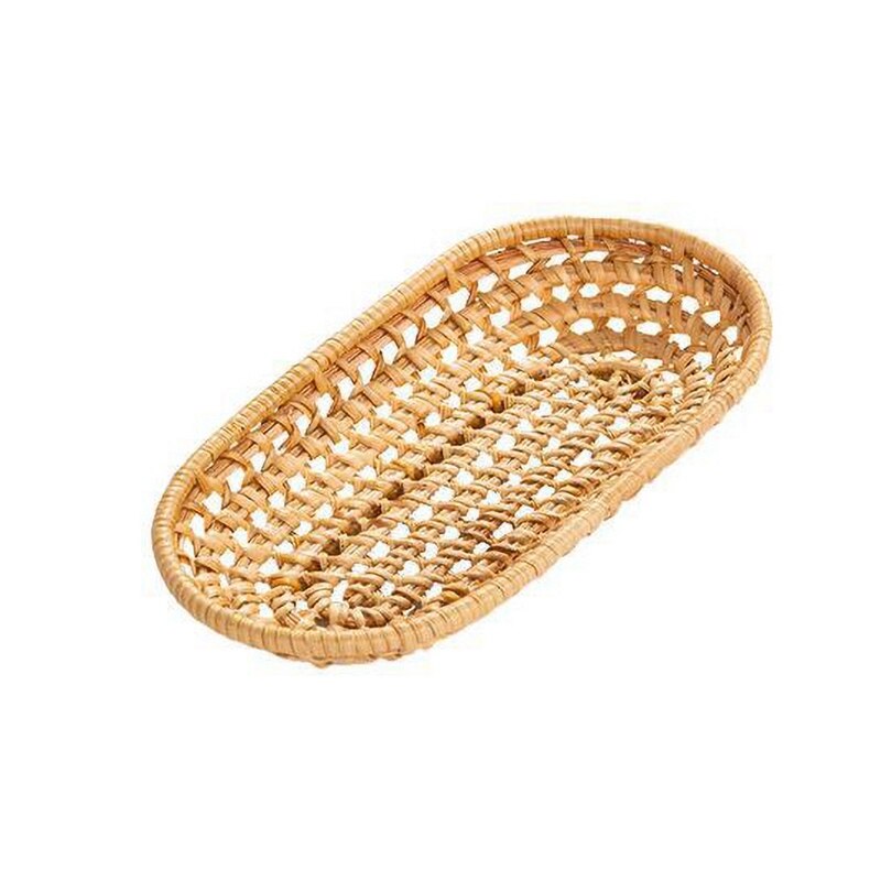 Rotan Opbergvak Ronde Ovale Mand Hand Geweven Rieten Lade Brood Mand Fruit Ontbijt Display Plaat Keuken Gereedschap: Oval S