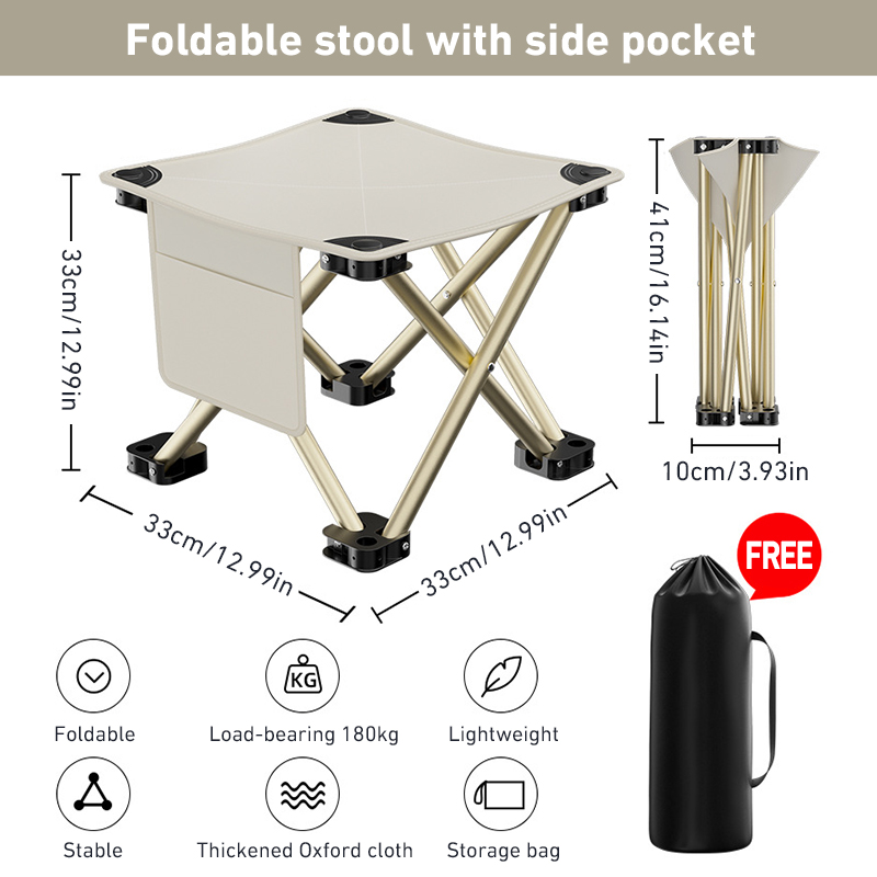 Sgabello pieghevole portatile da esterno Sgabello pieghevole da campeggio Escursionismo Spiaggia Viaggi picnic Sedile da pesca Strumenti picnic ultraleggero: Oro