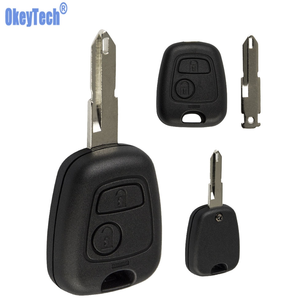OkeyTech 2 Knoppen Car Remote Key Shell Case Voor Peugeot 206 Autosleutel Shell voor Citroen Ongesneden Blade Blank Vervanging key Cover