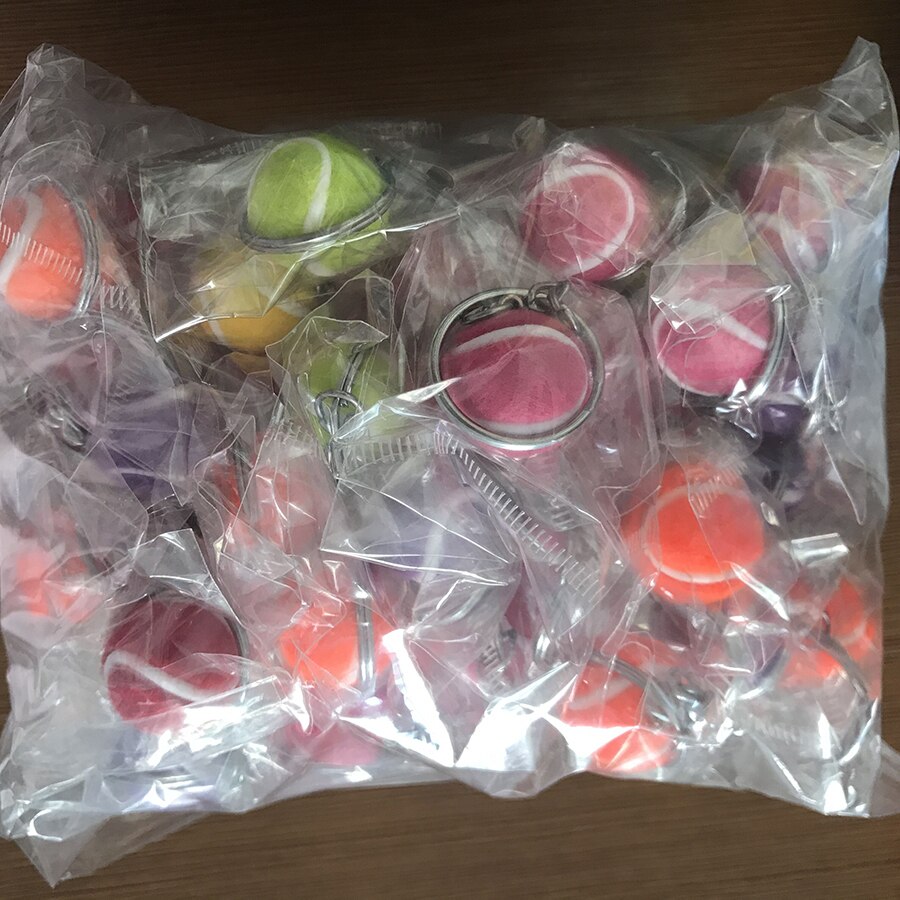 (30 pcs/lot) Resin Mini Tennis 3cm ball keychain Keyring Metal Keychain Tennis Memento for Tennis Club Decoration