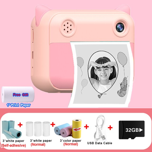 Fotocamera per bambini stampa istantanea fotocamera per stampa termica foto digitale giocattolo per bambina videocamera per bambini 1080P HD Video regalo di compleanno per ragazzo