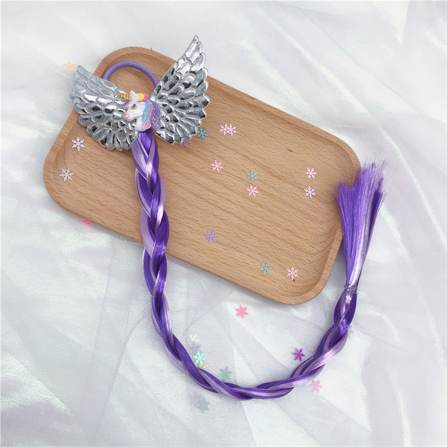 Diadema trenzada de mariposa con lazo de dibujos animados para niña, soporte para cola de caballo, bandas de goma, accesorios para bebé, peluca: 8