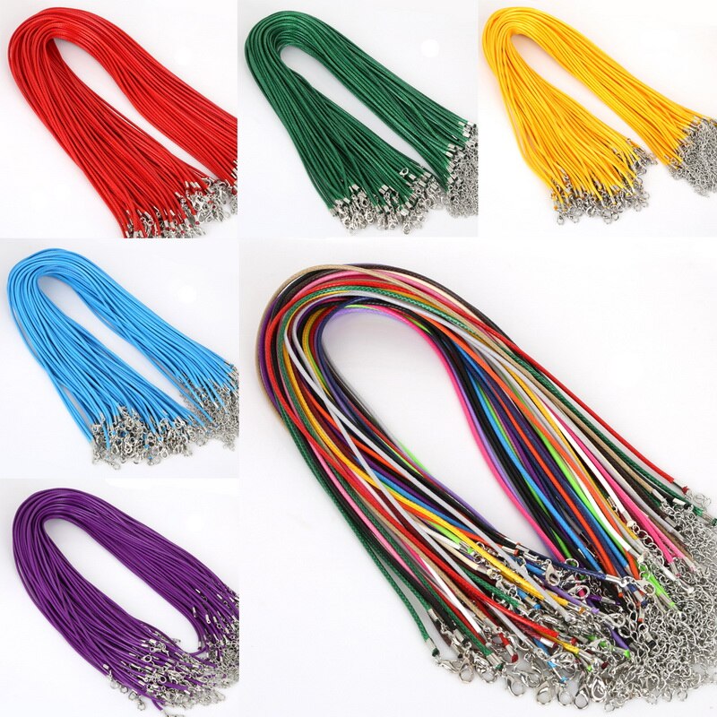 10 sztuk/partia 2MM średnica woskowany przewód nylonowy skórzany regulowany pleciona lina naszyjnik i bransoletki Charms ustalenia karabińczyk...