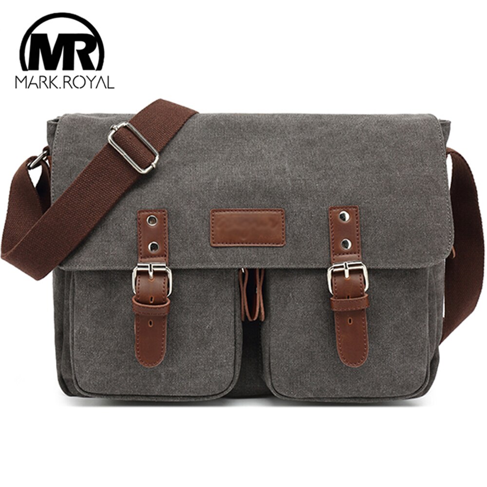 MARKROYAL Canvas Casual Portable Messenger Bag Briefcase Bags Guaranteed Trend Simple Pack Gray