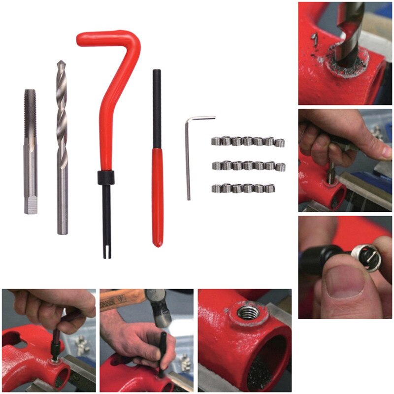 25 Pcs M6X1.0 Auto Engine Block Restoring Damaged Thread Repair Tool Kit Set HX3101-B