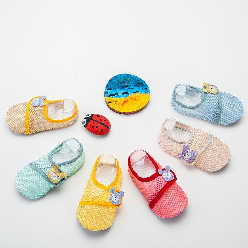 Newborn Baby Girl Boy Mesh Breathable Shoes Socks Infant Soft Sole Comfortable Cotton Cartoon Anti-slip Shoe Toddler Floor Sock