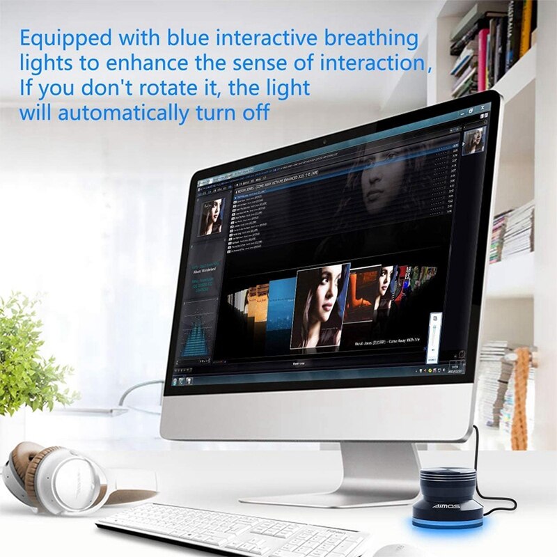 AIMOS USB Multimedia Controller and Input Device Volume Control Knob with One Key Mute Function for Mac, PC, Computer