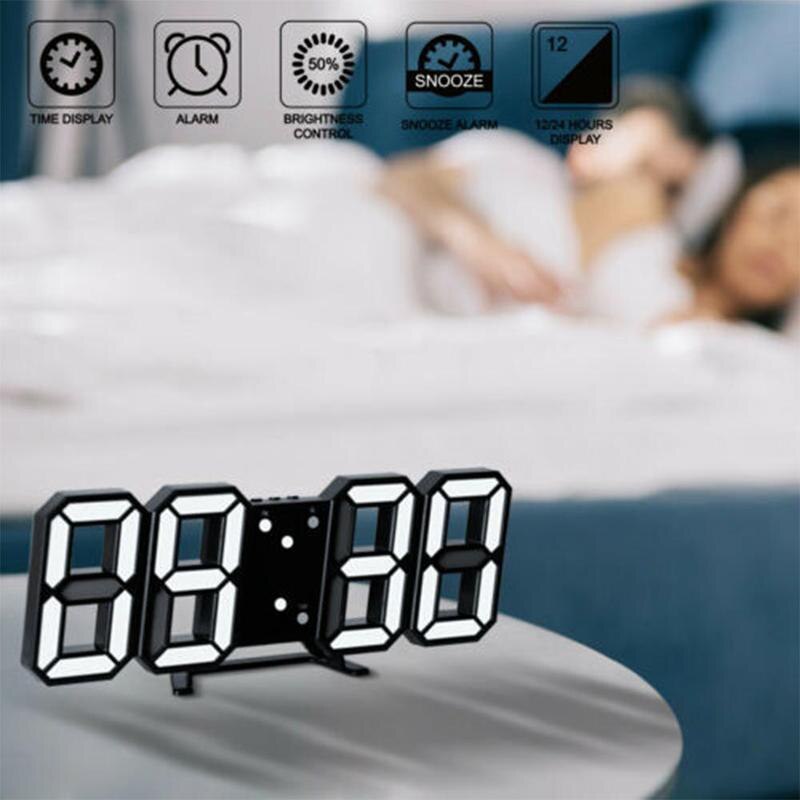 3d digitale klok wekker digitale wandklok led elektronische wekker grote klok temperatuur klok 1999