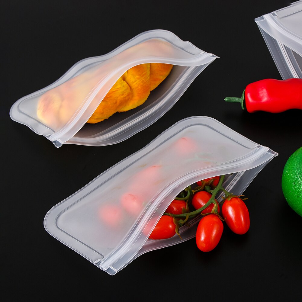 1/3 stk silikone ziplock poser containere frugtkød mad opbevaringspose sandwich poser vakuumforseglet lomme pose køkkenudstyr