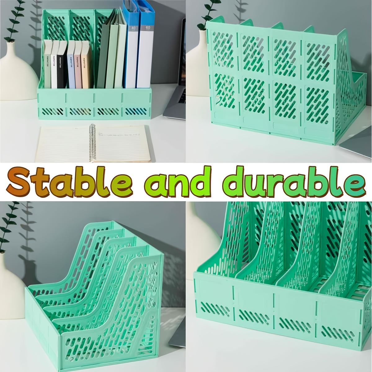 4 clasificadores de archivos de escritorio multicapa con material PP: organizador de documentos para material de oficina, estantería y soluciones de almacenamiento para estudiantes: Morado
