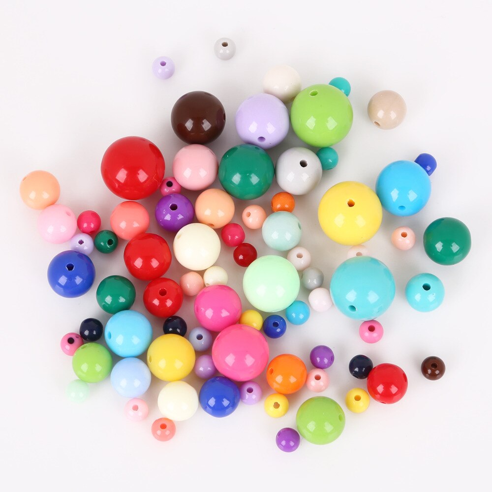! 6mm-16mm Diameter Mixed Color Shiny Plastic Acrylic Loose Spacer DIY Round Ball Beads for Jewelry Findings Making