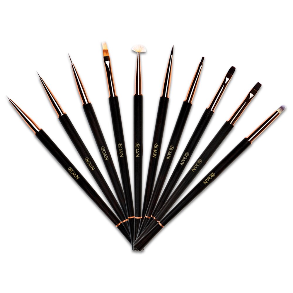 BQAN – ensemble de pinceaux à ongles avec manche en bois de santal, brosse pour Nail Art, brosse pour Gel, brosse de revêtement pour ongles, outil de manucure