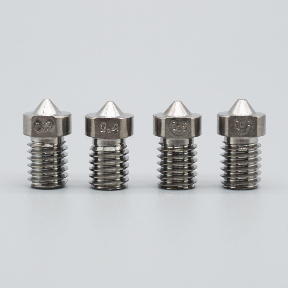 3D Printer Nozzle E3D V6 Hotend Parts Titanium alloy Nozzle Extruder High hardness metal Nozzle M6 Thread 0.3/0.4/0.6/0.8 1.75mm