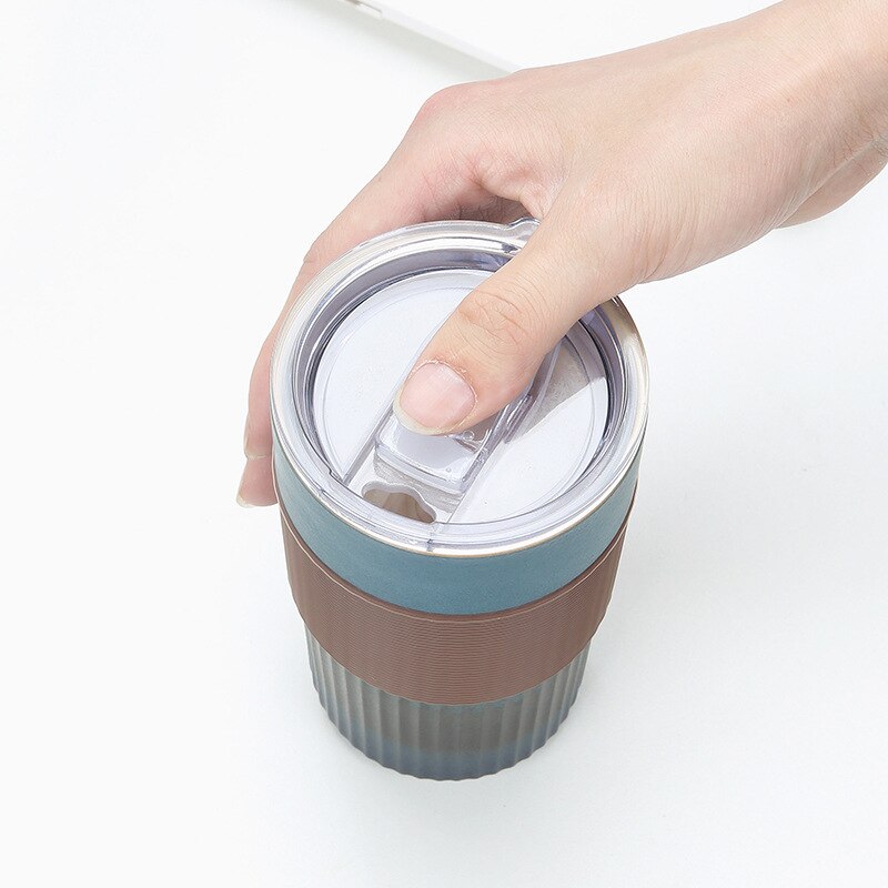 Thermische Isolatie Hittebestendig Mark Koffie Porseleinen Beker Met Deksel En Stro Creatieve Auto