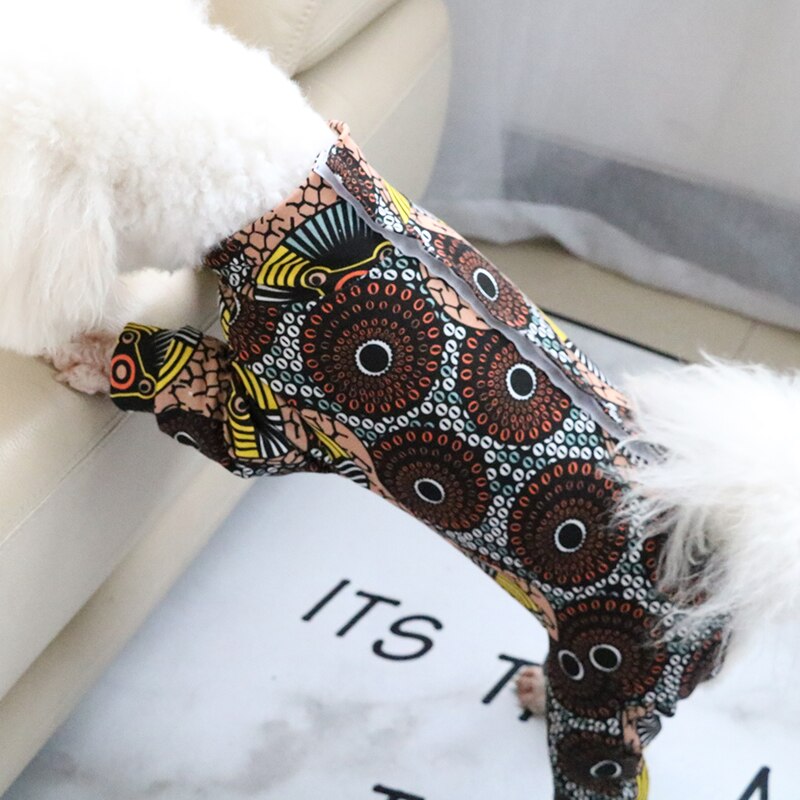 Kæledyr hund jumpsuits fjeder tynd hvalp trykt tøj til små hunde overtøj wrap mave pyjamas chihuahua puddel sweatshirt mops