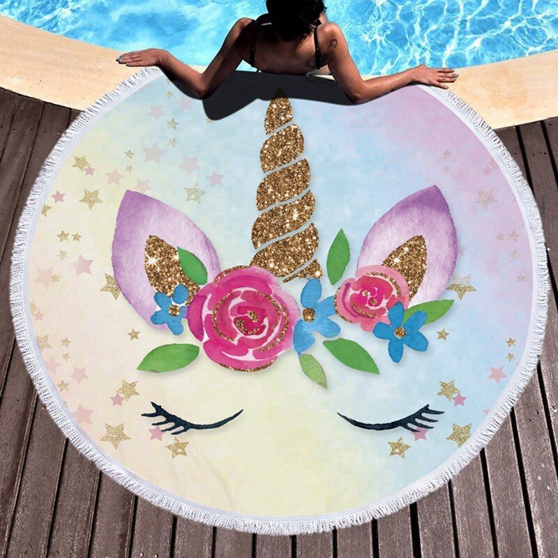 Eenhoorn Bohemian Mandala Strand Tapestry Hippie Sunshine Gooi Handdoek Deken Microfiber Zomer Boutique Ronde Strand Handdoeken