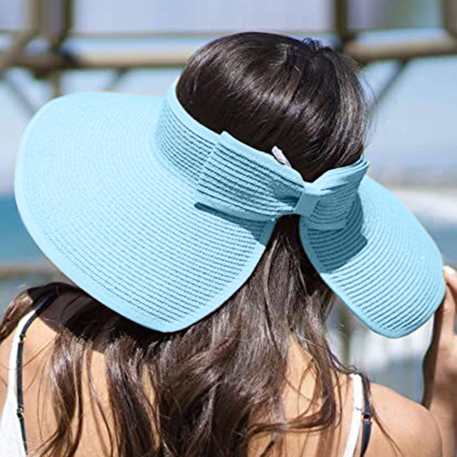 Foldable Wide Brim Floppy Girls Straw Hat Sun Hat Beach Women Simple Summer Hat Uv Protect Travel Cap Lady Cap Female L5