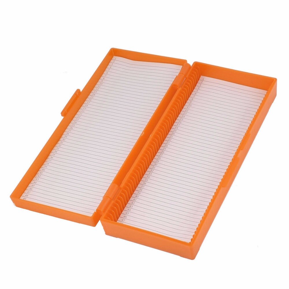 Orange wihte blue green Plastic Shell 50 Slots Rectangular Microscope Glass Slide Box