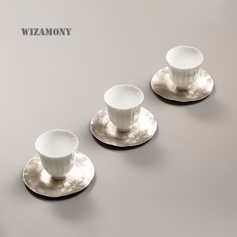 Wizamony 1 st rent handgjorda kinesiska däck tefat tefat tebricka värmeisolerande teservis liten tallrik