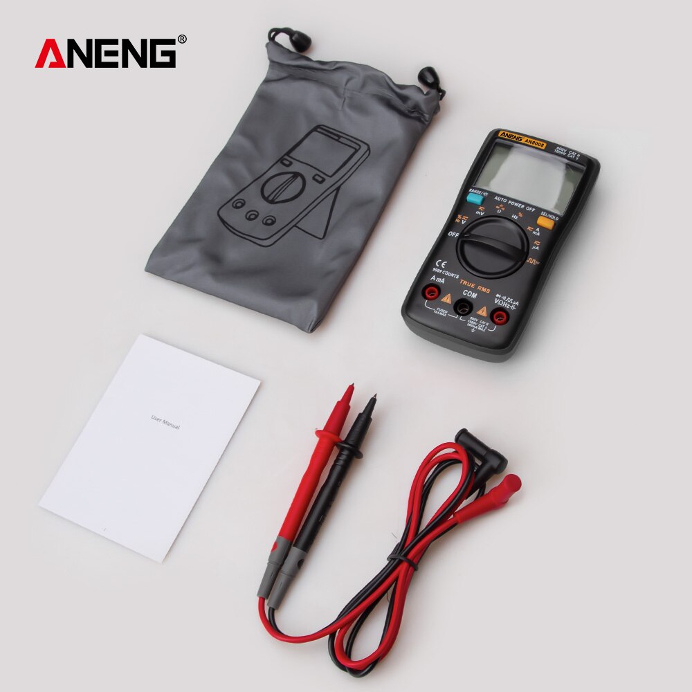 AN8008/AN8009 Digital Multimeter 9999 Counts True-RMS Transistor Capacitor Tester Auto Electrical Rm409b Test Lo Z Temp: AN8008 Black