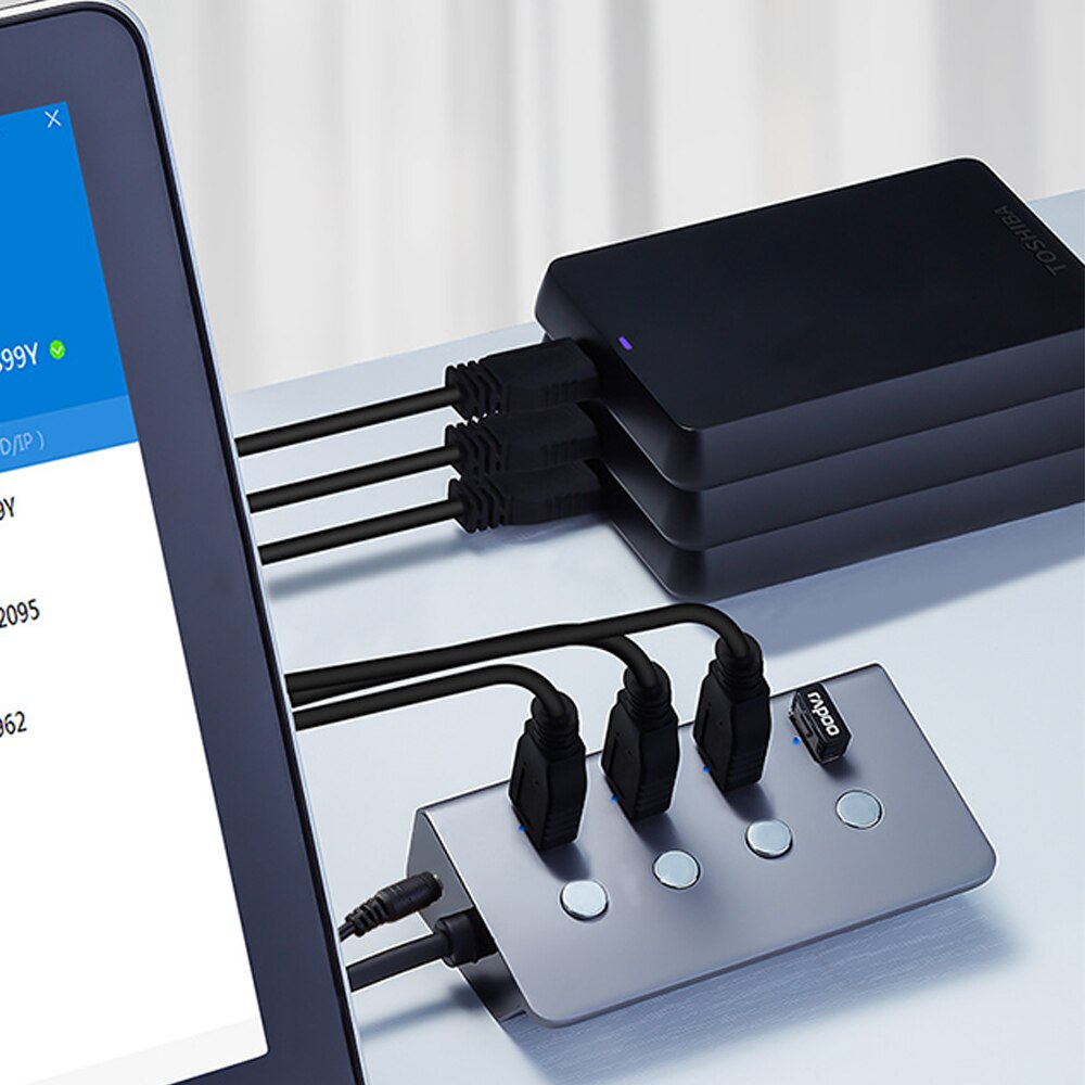 Usb-hub 4 -poorts usb 3.0- hub supersnelle usb-splitter met onafhankelijke schakelaar, werkend licht voor laptop, desktop-pc hub usb-adapter