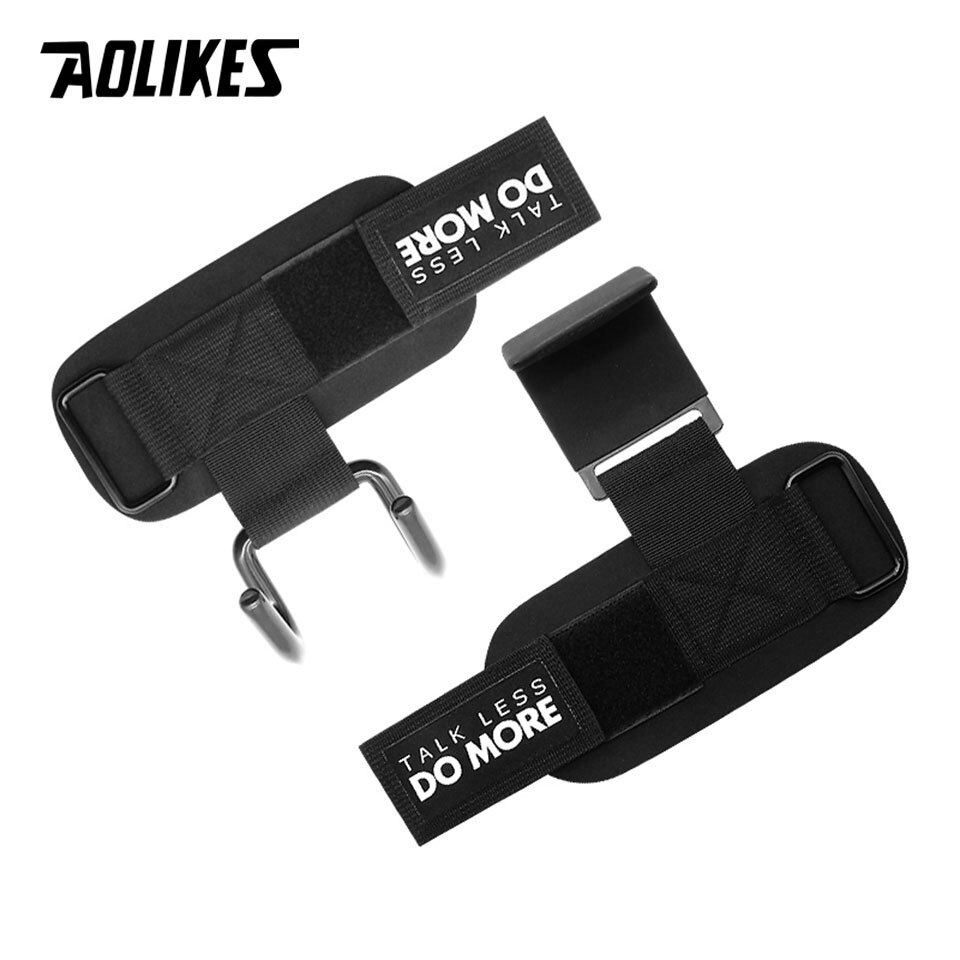 Unisex justerbar stark stålkrok grepp remmar styrkelyft styrketräning gym fitness svart handledsstöd lyft remmar