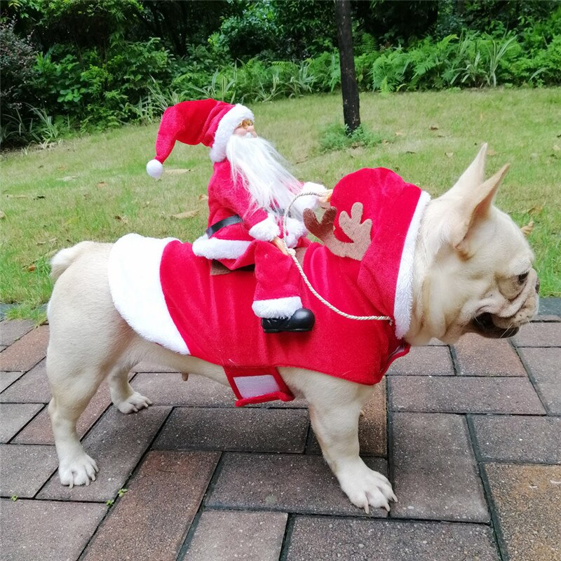 Hundehunde juletøj julemand julet på en hjortejakke jakke kæledyr julehundebeklædning kostumer til stor hund eller lille hund: -en / Xxl