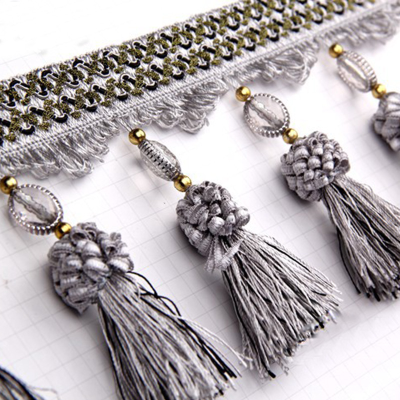 Kristal Kralen Gordijn Kant Luxe Woondecoratie Aardbei Kristal Fringe Trim DIY Tafelkleed Bruiloft Decoratie Accessoires: Black Nickel
